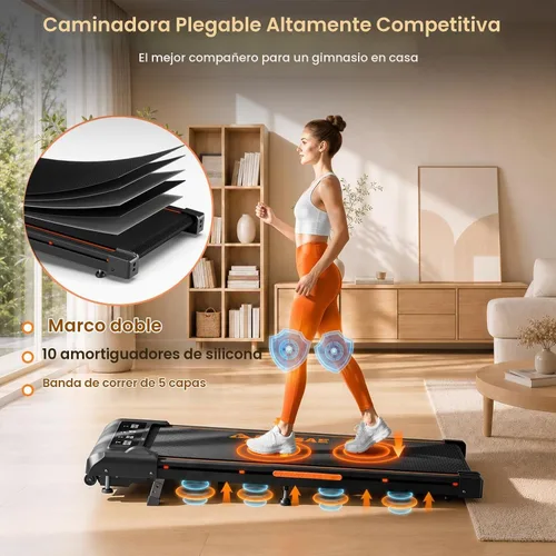 Vista 6 de Walking Pad, FOUSAE 6.2MPH Under Desk Walking Pad with 10% Incline, Treadmills for Home with Double Frame, 2.75HP Brushless Drive Treadmill, 12 HIIT