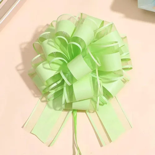 Vista 18 de 6 piezas de lazos de tirar, lazo de regalo verde frijol, 6 pulgadas, Navidad, fiesta, regalo de cumpleaños, boda, lazos de cinta para envolver cajas