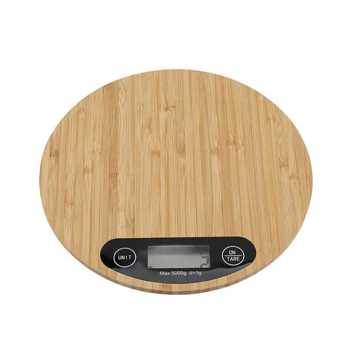 Vista 8 de Gavigain - Báscula digital redonda de bambú con 6 unidades, pantalla LCD, función de tara, báscula de alimentos de cocina de hasta 11.0 lbs