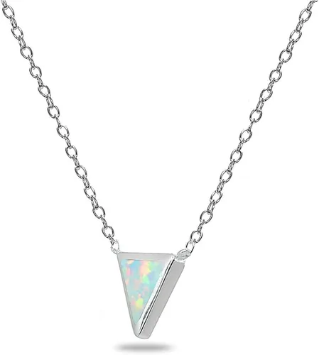 Vista 2 de B. BRILLIANT Collar minimalista de plata de ley con incrustaciones pulidas triángulo delicado para mujer, opción de 3