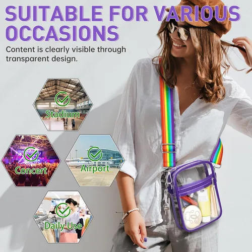 Vista 6 de Aphlos PVC Clear Crossbody Bag with Adjustable Straps, Versatile Waterproof Transparent Skateboard Backpack 5.9x7.8x1.6 Inch
