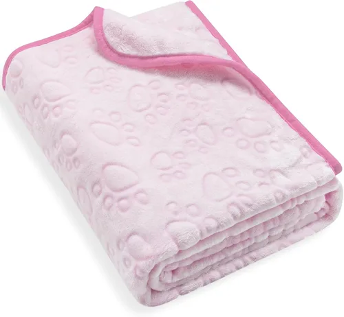 Vista 24 de Stuffed Manta Premium Suave para Perro Pequeña Beige, con Franela Beige Lindo Estampado de Huellas, 24 x 32 pulgadas, Manta para Gatos Suministros