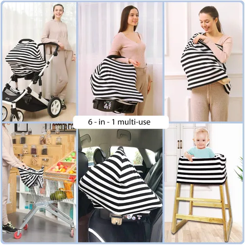 Vista 4 de Fundas de asiento de automóvil para bebés Toldo para asiento de automóvil de bebé, fundas multiusos de lactancia, bufandas de lactancia, regalos
