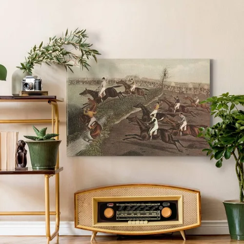 Vista 3 de Renditions Gallery The Grand Steeple Chase II - Arte de pared, ecuestre británico, arte de caballo, colorido, decoración en lienzo de alta calidad