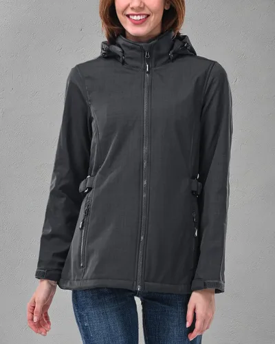 Vista 6 de Outdoor Ventures Chaqueta Softshell para mujer con capucha extraíble, cortavientos aislada, abrigo impermeable con forro polar cálido