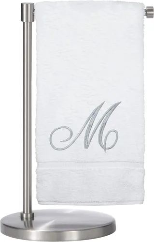 Vista 56 de Script R - Toalla de baño con monograma, regalo personalizado, 27 x 54 pulgadas, juego de 1 toalla bordada con texto dorado, 100% algodón turco Navy