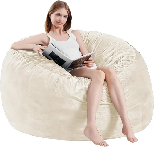 Vista 18 de Puf para niños – Silla redonda de espuma viscoelástica de 2.5 pies – Sofá puff para niños y adolescentes con funda de microfibra suave – Sofá