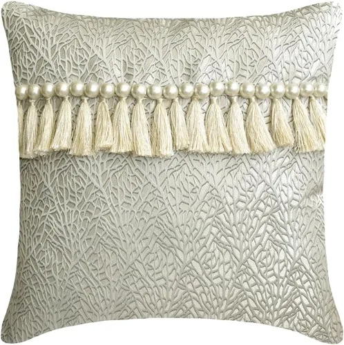 Vista 25 de The HomeCentric Funda de almohada color crema para sofá, funda de almohada moderna de 12 x 12 pulgadas, funda de almohada cuadrada de satén, funda