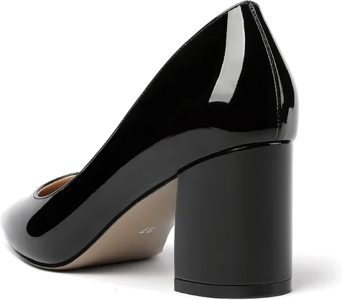 Vista 7 de MERRORI Zapatos de tacón medio para mujer, diseño de patente, con puntera cuadrada, de 2.5 pulgadas