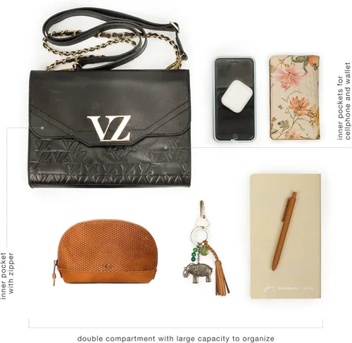 Vista 8 de VELEZ Bolsos cruzados pequeños para mujer + cartera delgada negra para mujer
