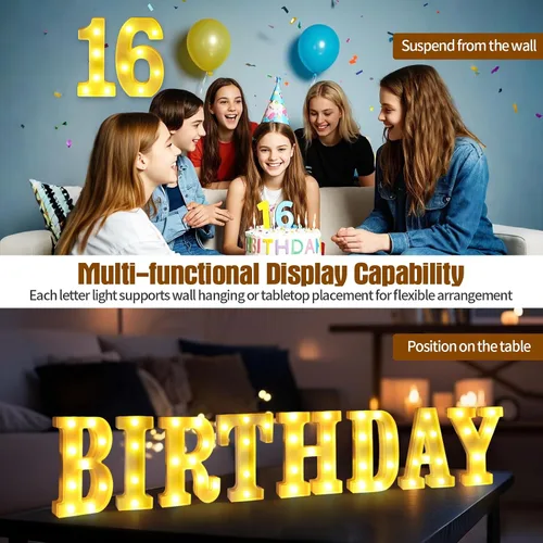 Vista 6 de Símbolo Ampersand LED Grande &, Letras de Marquesina Cartel 26 Letras del Alfabeto y 10 Números Luminosos para Decoración de Fiestas, Números