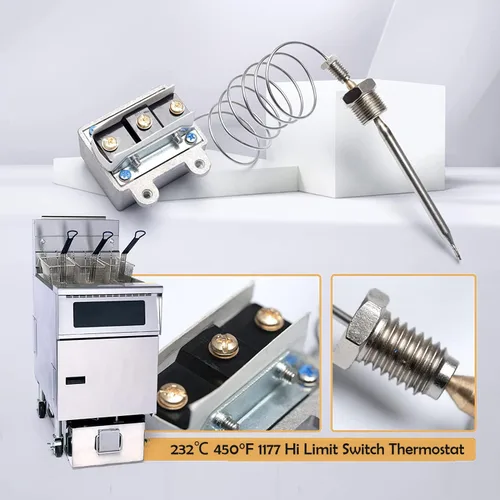 Vista 3 de Interruptor de freidora de termostato de límite alto 1177 para freidora 3/8 "Mpt Stuff Box LCCM2003000 Freidora de gas, 301030005 Hi-Limit