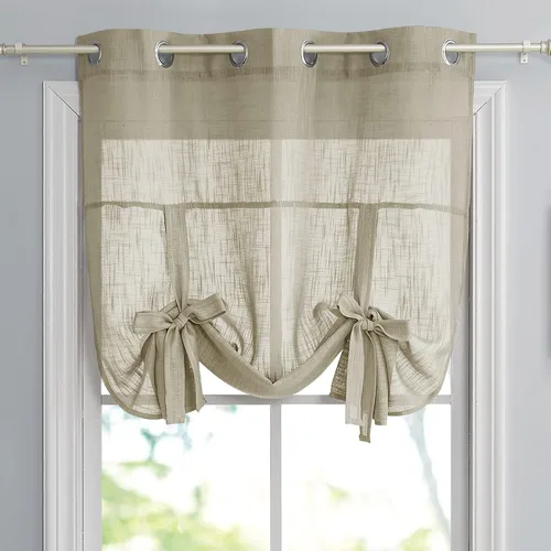 Vista 12 de Pony Dance Cortinas de ventana de baño, pantalla con lazo para dormitorio, filtro de luz, semitransparente, cortinas romanas elegantes para Blanco