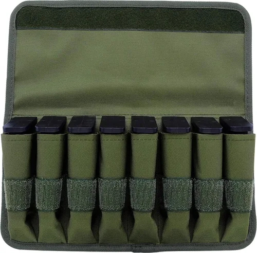 Vista 4 de Raiseek Molle 8 Mag Pouch con tapa, bolsa de almacenamiento para cargador de pistola