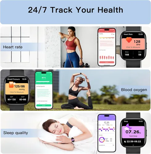 Vista 4 de Relojes inteligentes para hombres y mujeres, contestar/hacer llamadas, reloj de fitness de 1.85 pulgadas con más de 120 modos deportivos, frecuencia