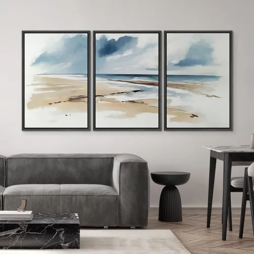 Vista 204 de SIGNWIN Lienzo enmarcado para pared, juego de arte neutro de bosque brumoso, ilustraciones en tono tierra, arte moderno, decorativo, bohemio