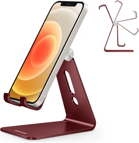 Vista 14 de OMOTON C2 Soporte de aluminio ajustable para teléfono celular con corte de carga, negro