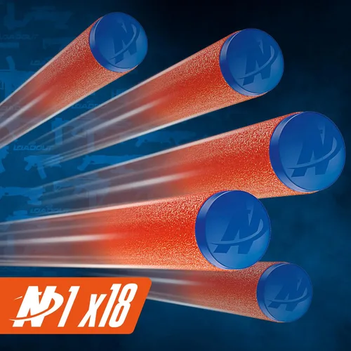 Vista 8 de Nerf Loadout FlareFusion Blaster, 3 accesorios de montaje intercambiables, 18 dardos Nerf N1, juguetes al aire libre para niños, a partir de 8 años
