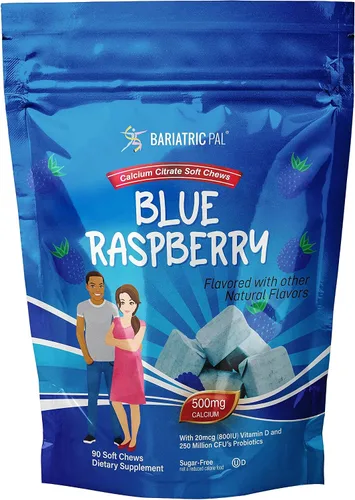 Vista 9 de BariatricPal Citrato de calcio sin azúcar, masticables suaves, 500 mg con probióticos (90 unidades) – uva silvestre