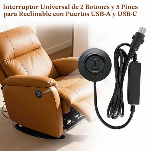 Vista 3 de Control de mano redondo reclinable eléctrico de 2 botones y 5 pines