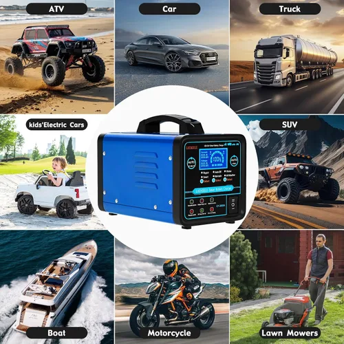 Vista 3 de Cargadores de batería de coche de 12 V/24 V resistentes, mantenedor de batería automático de 15 A con apagado automático, reparación, modo