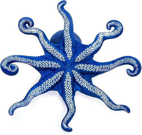 Vista 2 de Tiny Heart Juguete de peluche realista de pulpo, pulpo azul de 18 pulgadas, muñeco de reptil suave y lindo modelo de pulpo para niños, regalo
