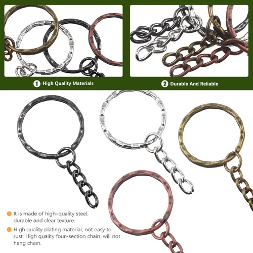Vista 3 de 4 anillos de llavero con patrón de ondas de color, juego de 100 piezas con anillos abiertos y pasadores de ojo de tornillo para manualidades
