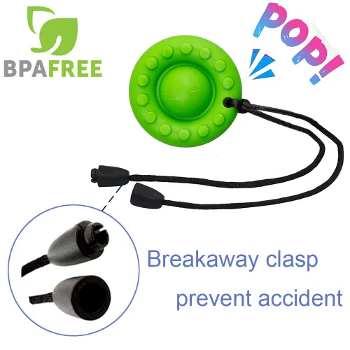 Vista 3 de Collares masticables para niños sensoriales, paquete de 5 juguetes sensoriales de silicona para masticar, collar masticable multiestilo, ayuda