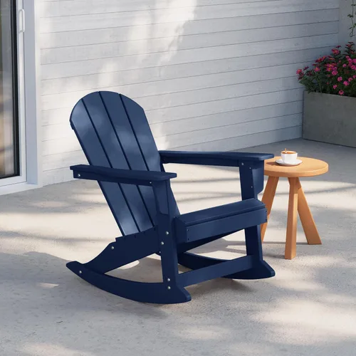 Vista 222 de WestinTrends Silla mecedora Malibu de poliéster para exterior/patio Adirondack, Negra