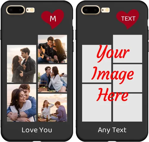 Vista 14 de Funda de teléfono con foto personalizada para iPhone 7 Plus 8 Plus, imagen personalizada/texto, funda negra delgada y suave, regalo único de nicho