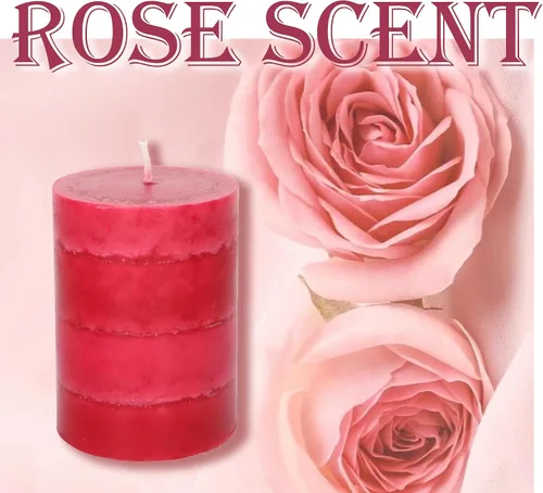 Vista 2 de Velas aromáticas de pilar FLAVCHARM de larga duración, sin goteo, rojas, 3x4 pulgadas