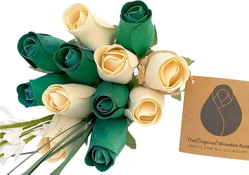 Vista 8 de Ramos originales de rosas de madera en 1, 2, o 3 docenas Día de San Patricio