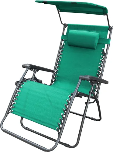 Vista 13 de Jeco Silla de gravedad cero de gran tamaño con sombrilla y bandeja de bebidas - Negro