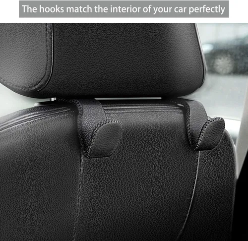 Vista 2 de AMVOYOA Ganchos para reposacabezas para bolsos y bolsas, colgador para reposacabezas del asiento trasero del automóvil, gancho de almacenamiento