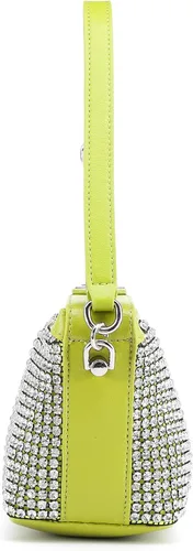 Vista 5 de Bolso de hombro Hobo con diamantes de imitación para mujer, bolso cruzado de cuero