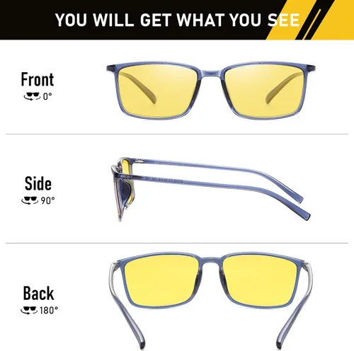 Vista 3 de DUCO Las mujeres redondas polarizadas visión nocturna conducción antideslumbrante amarillo gafas polarizadas reducen el deslumbramiento y mejoran