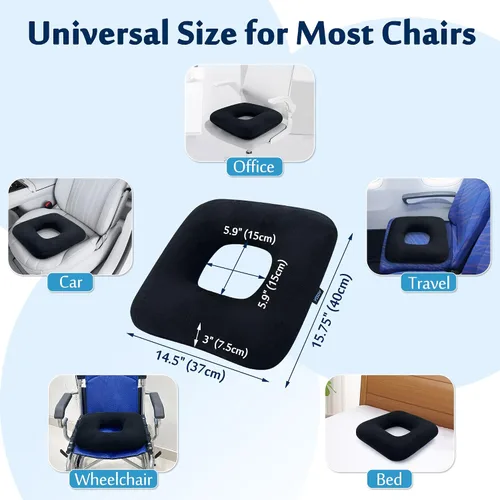 Vista 5 de AOSSA Almohada de dona para aliviar el dolor de coxis, cojín de glúteos para sentarse prolongadamente, llagas de cama y hemorroides - Cojín