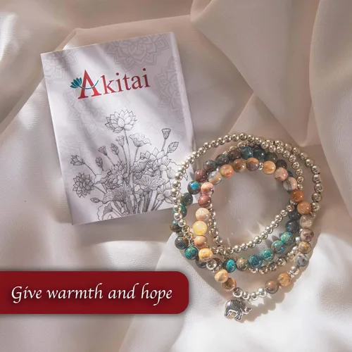 Vista 5 de Akitai - Pulseras de abalorios para mujer, pulseras curativas de cristal natural para mujer, pulseras de cuentas de piedras preciosas ajustables
