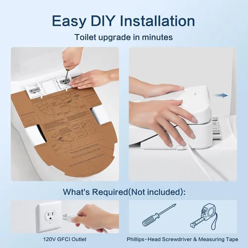 Vista 9 de Asiento de inodoro inteligente con control remoto, asiento con calefacción ajustable y secador de aire, agua caliente instantánea sin fin, múltiples
