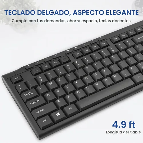 Vista 4 de Rii RK907 Teclado compacto ultrafino USB con cable para Mac y PC, Windows 10/8/7/Vista/XP (negro) (10 piezas)