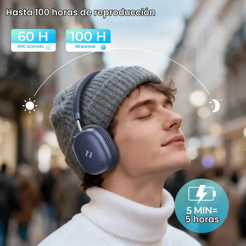 Vista 2 de havit Space S1 Auriculares inalámbricos con cancelación de ruido adaptativa Azul