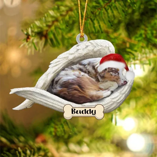Vista 138 de Afghan Hounds - Adorno de Navidad con alas de ángel durmiente, recuerdo personalizado para perros 2024, adorno de forma acrílica, regalos