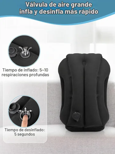 Vista 7 de Maliton Almohada inflable de viaje para avión para dormir cómodamente y aliviar el dolor de cuello y hombro, almohada inflable para la cabeza