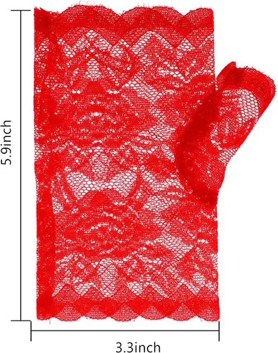 Vista 3 de 3 pares de guantes de encaje para mujer, sin dedos, cortos, floral, para boda, fiesta