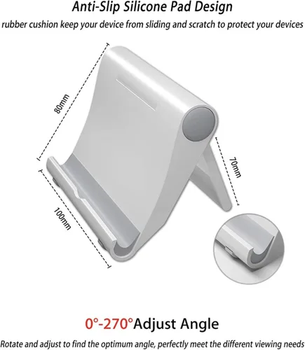 Vista 5 de Soporte multiángulo para teléfono celular, soporte para montaje en cuna, estación de carga, tableta, cama de escritorio, oficina, escuela, cocina