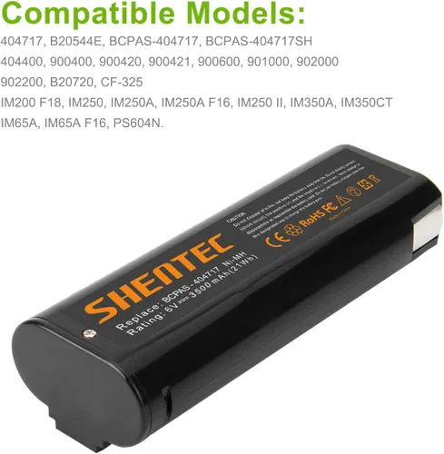 Vista 5 de Shentec Paquete de 2 baterías Ni-MH de 4000mAh 6V compatibles con Paslode