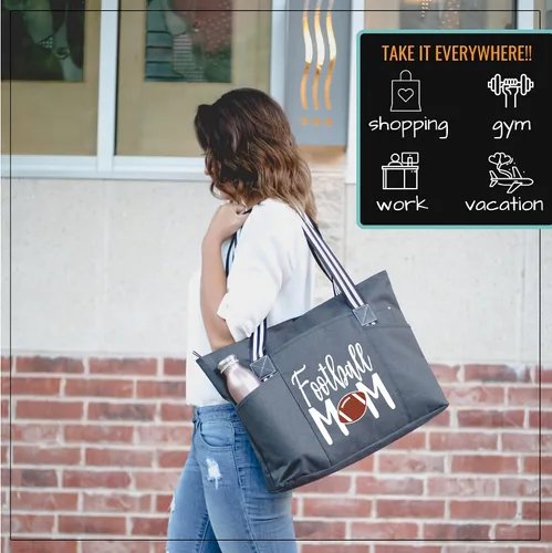 Vista 3 de Brooke & Jess Designs Sports Mom - Bolsa grande con cremallera y bolsillos para mujer
