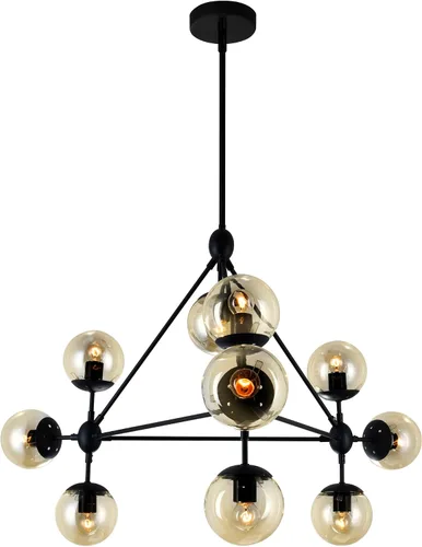 Vista 3 de CWI Lighting Lámpara de araña de metal contemporánea con 10 luces en negro