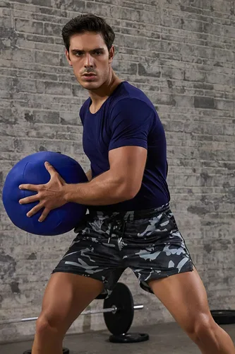 Vista 2 de COOFANDY Paquete de 2 pantalones cortos de entrenamiento de gimnasio para hombre, pantalones de malla ligeros para culturismo, entrenamiento