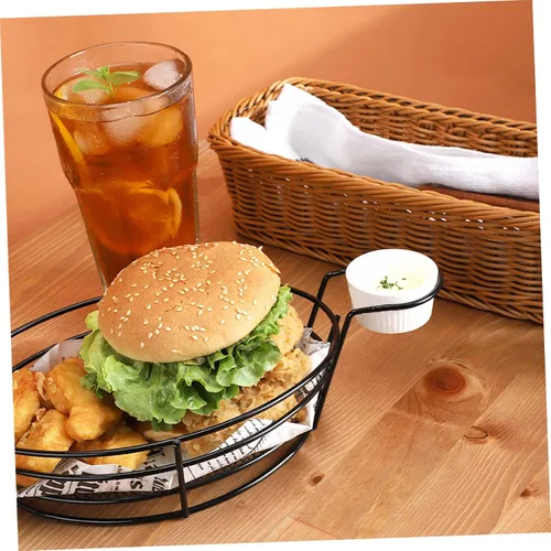 Vista 8 de Cabilock 1 juego de patatas fritas con patatas fritas de pescado y patatas fritas, soporte de metal para aperitivos, estante para servir aperitivos